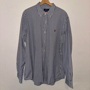 Polo by Ralph Lauren Blue and White Casual Button Down Shirt